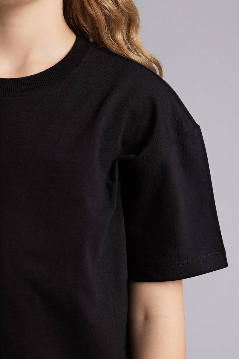 ديفاكتو تيشيرت بناتي نص كم قصة مريحة برقبة مستديرة - Image 4